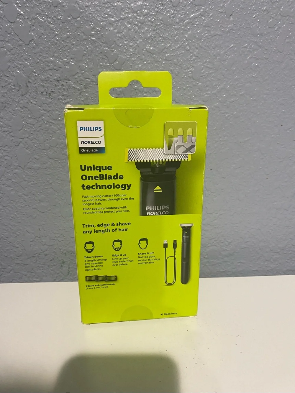 Philips OneBlade Face Trimmer - Neon Green and Black